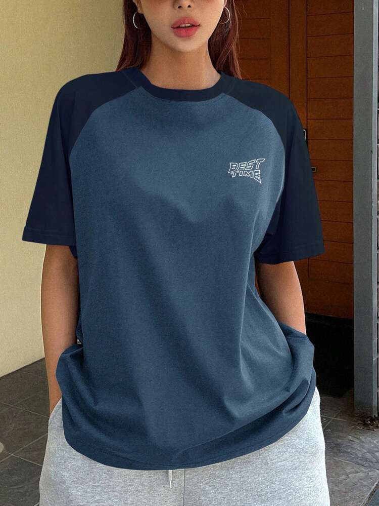 Letter Graphic Raglan Sleeve Tee