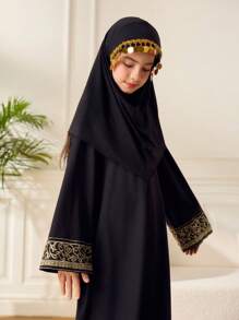 Tween Girls' Round Neck Patchwork Pattern Loose Casual Dress,Holiday,Summer,Travel - Multicolor - View 1