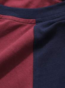 DAZY Camiseta casual de mujer de manga corta, cuello redondo, bloque de color, crop tops de mujer