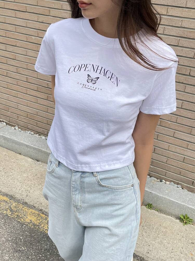 Butterfly & Letter Graphic Tee