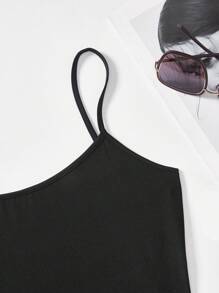 Slaydiva Bộ đồ 2 mảnh gợi cảm tối giản giản dị + quần short bó cho nữ - màu đen - Xem 5