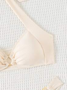 SHEIN Swim 夏季海滩女士纯色吊带胸罩和泳裤比基尼套装泳衣棕色比基尼两件套比基尼