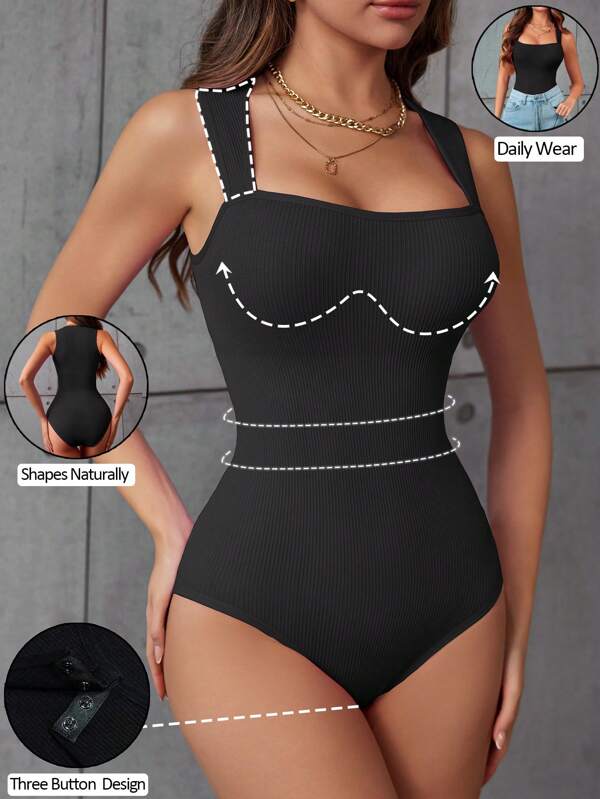 NudeFit 1 pieza Moldeador de Body sin costura de color sólido para mujer, bragas body, camiseta sin mangas de triángulo, ropa interior moldeadora para control del abdomen, casual