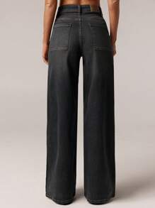 SHEIN Forever 21 春夏女士浪漫/舞会/正式/生日/90 年代/商务休闲/优雅/西部装/外出/时尚/休闲/Y2K 服装/俱乐部/办公室/鸡尾酒会/复古/紧身/狂欢服装/搞笑/优雅/老钱/街头服饰/度假/乡村音乐会/工作/端庄/春假/单身女郎服装/音乐会/坏人/基本款/毕业/蓝色水洗/低腰/宽松/直筒/阔腿/牛仔装/黑色牛仔裤 - 黑色 - 查看 2