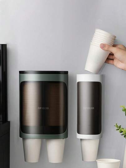 SHEIN 一次性杯架自动取杯机饮水机纸杯架壁挂式家用免打孔创意收纳架