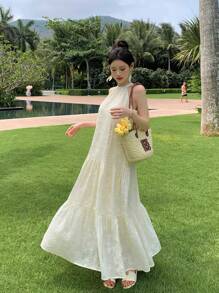 DAZY Women Fashionable Lace Sleeveless Halterneck Dress Summer Sundress,Casual Women Dresses