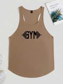 Manfinity Homme Men's Simple Fashion Tank Top, Suitable For Summer Gym Men Clothes Gym Tops Men Workout Tops Men - Khaki - View 3