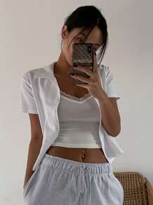 DAZY Spetskant Cami Top Y2k För Dam Sommar