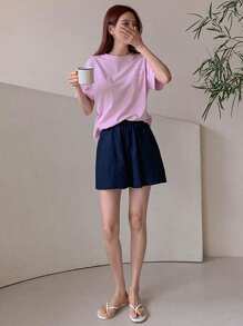 DAZY Women's Round Neck Letter Printed T-Shirt, WELCOME TO HAPPY Summer,Graphic Tees,Back To School Clothes