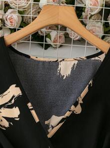 Rometta Plus Size Women's Floral Print V-Neck Cinch Waist Slim Fit Summer Dress