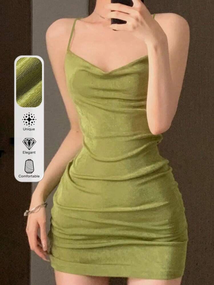 Women's Solid Color Backless Sexy Dress Homecoming Summer Sundress Easter