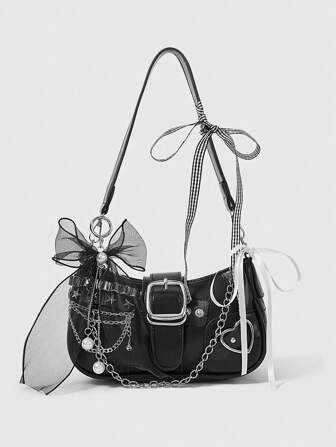 Kawaii Gotischer, süßer College-Straßen-Y2K-Stil Damen Umhängetasche