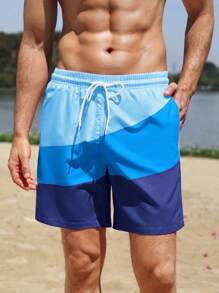 Manfinity Men's Solid Color Patchwork Front Lace-Up Minimalist Slim Fit Casual Beach Pants,Hawaiian, Matching Couple Swimsuits, Couple Bathing Suits, His And Hers Swimwear, Couples Swim Trunks And One Piece