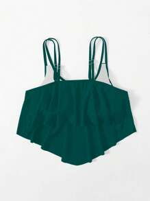 SHEIN Swim Curve Top de bikini de talla grande para mujer, unicolor, estilo casual