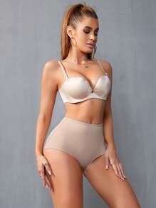 1 pieza Calzones moldeadores de unicolor para control del abdomen de mujer