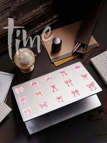 1 件蝴蝶结贴纸，字母贴花复古美学贴纸，乙烯基防水粉色蝴蝶结贴纸，适用于水瓶笔记本电脑手机日记本，适合儿童女孩女士的礼物 - 彩色 - 查看 9