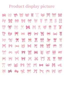 1 件蝴蝶结贴纸，字母贴花复古美学贴纸，乙烯基防水粉色蝴蝶结贴纸，适用于水瓶笔记本电脑手机日记本，适合儿童女孩女士的礼物 - 彩色 - 查看 3