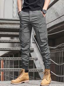 Manfinity Homme 男士纯色休闲修身九分工装裤秋季男士工作裤