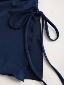 Sweetra Rochie midi casual Y2K, sexy, cu tivul asimetric cu cordon