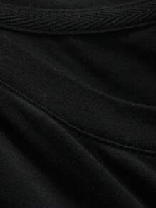 FRIFUL Women's Hollow Out Shoulder Short Sleeve T-Shirt - Black - View 9