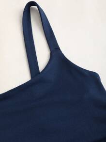 Sweetra Rochie midi casual Y2K, sexy, cu tivul asimetric cu cordon