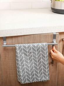 1Pc Rustproof Stainless Steel Towel Bar - No Drilling Wall Mounted, Modern Style, Perfect For Bathroom Door Or Cabinet