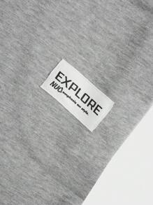 RueChic Men Letter Patched Drawstring Waist Joggers - Grey - View 4