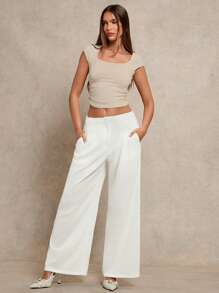 Glamine Women's Casual & Commuting Solid Color Wide Leg Pants,Summer Outfits For Women Fall Cloth For Women