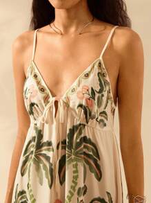 CAJUNI 花卉印花前系带超长吊带连衣裙 - 彩色 - 查看 4