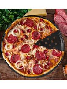 1pc Pizza Pan With Holes, Round Pizza Pan For Oven,9.65 Inch (About 24.5 Cm),11 Inch (About 27.9 Cm),12.6 Inch (About 32 Cm) Baking Pan, Non-Stick Baking Supplies Family Restaurant Kitchen Steel Fresh-Keeping Pizza Pan - Black - View 4