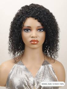 Glueless Wig Ready And Go Kinky Curly Short Curly Human Hair Wigs For Women Full Machine Made Wig Jerry Curly Wave Wigs Cheap Curly Bob Wigs Natural Black