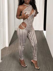 BamGleam 2025 Spring New Stripe Printed Slimming Summer Slimming Jumpsuit - Multicolor - View 5