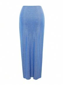 Swim Oasis Springbreak Women's Beach Wear Summer Outfits, Solid Color Sexy Gold & Silver Pleated Skirt