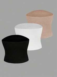 Olithes Women Casual Versatile Solid Color Bandeau Top - Multicolor - View 2