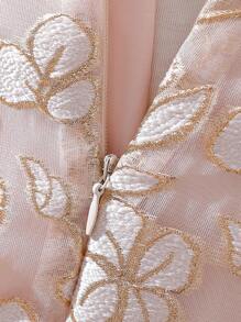 Abito elegante da ragazza con maniche a palloncino jacquard, stile principessa, adatto per uso quotidiano, feste e festival, adatto per estate - Rosa Baby - Visualizzare 6