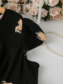 Rometta Plus Size Women's Floral Print V-Neck Cinch Waist Slim Fit Summer Dress