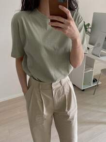 DAZY Solid Drop Shoulder Tee Summer Preppy Tops