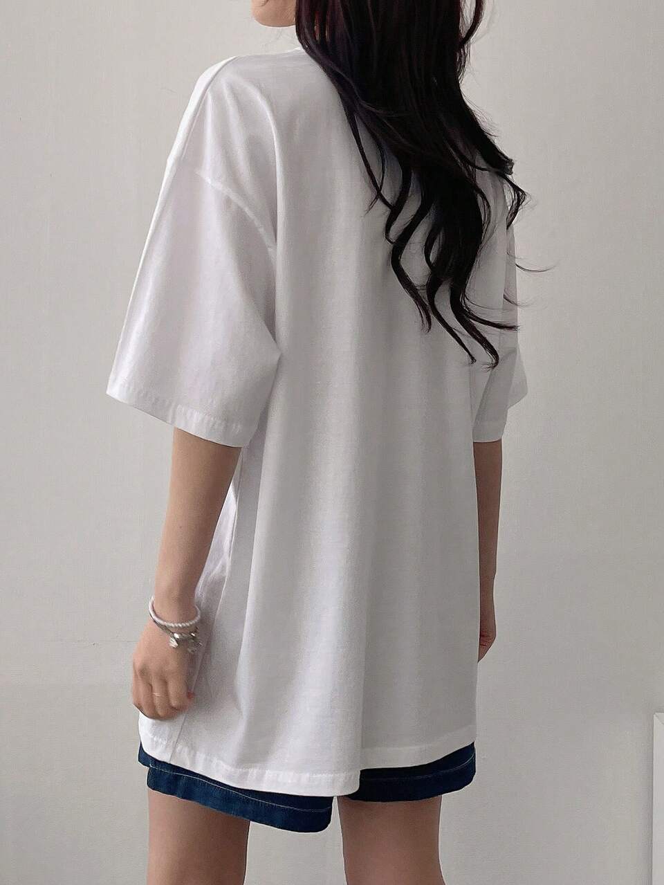 Women's Casual Loose-Fit Drop Shoulder T-Shirt With Letter Print Oversized T-Shirt,Graphic Tees Preppy Tops