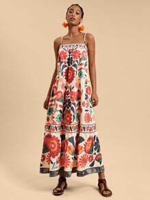 Travachic Floral Print Cami Dress For Women,Sun Dress