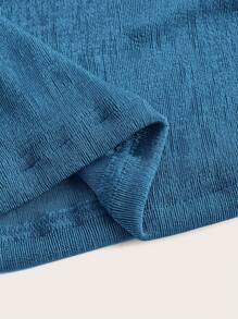 SHEIN ICON 女士纯色垂领褶皱休闲百搭背心 - 水鴨藍 - 查看 4