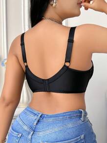 Plus Size Lace Seamless Lingerie Bralette, Minimalist & Fashionable - Black - View 2