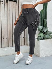 SHEIN MOD Quần jeans bó màu đen cỡ lớn cho mùa hè, phụ nữ đi nghỉ, lễ Phục sinh, mùa xuân, phong cách phương Tây, phong cách công sở cho phụ nữ, tiệc rave, tiệc mừng em bé, phong cách Cottagecore, phụ nữ nông thôn, phụ nữ phong cách quý tộc, đi chơi, lễ hội, rodeo, sân bay cho phụ nữ, Kpop, phụ nữ đi nghỉ nhiệt đới, Nashville, mùa hè châu Âu, buổi hòa nhạc, cao bồi, bãi biển tốt nghiệp cho phụ nữ, phụ nữ đi nghỉ, bãi biển, phụ nữ phong cách Boho, trang phục du ngoạn cho phụ nữ, phụ nữ phong cách quý tộc, Ibiza, phong cách Boho Chic, quần jean cạp cao - màu đen - Xem 2