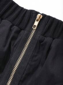 FRIFUL Women's Zippered Pockets Decor Skirt - Black - View 3