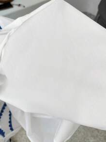 SHEIN Maternity V-Neck Patchwork Ruffle Trim Fashion Blouse - White - View 6