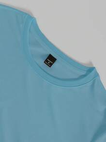 Manfinity EMRG Men's Abstract Figure & Slogan Print Short Sleeve T-Shirt, Concert Tee Top - Blue - View 3