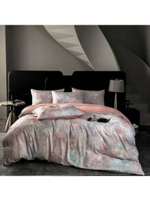 4 件套豪华多色床上用品套装，包括 1 张床单、1 个羽绒被套、2 个枕套，面料柔软舒适，适合家庭卧室和酒店