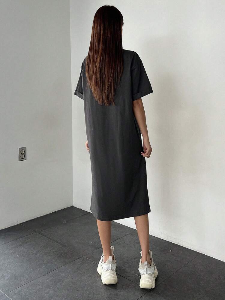 Letter Graphic Drop Shoulder Tee Dress Sundress