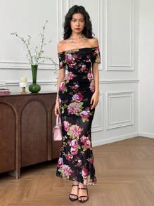 EastFlair Elegante off-shoulderjurk met bloemenprint voor dames