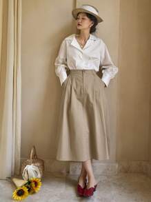 DAZY 高腰褶裥细节裙