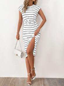 Ellevyn Vestido flojo de largo medio y estilo casual con rayas para mujer, conjunto de verano, atuendo de playa para mujer, conjunto para conciertos de country, conjunto de vacaciones casual, conjunto de country para mujer, vestido de Pascua para mujer, estilo bohemio, conjunto para concierto de mujer, Día de San Patricio, conjunto de festivales rave, conjunto para el Día de San Patricio, conjunto de Ibiza, conjunto de verano para mujer, vestido de verano, primavera break